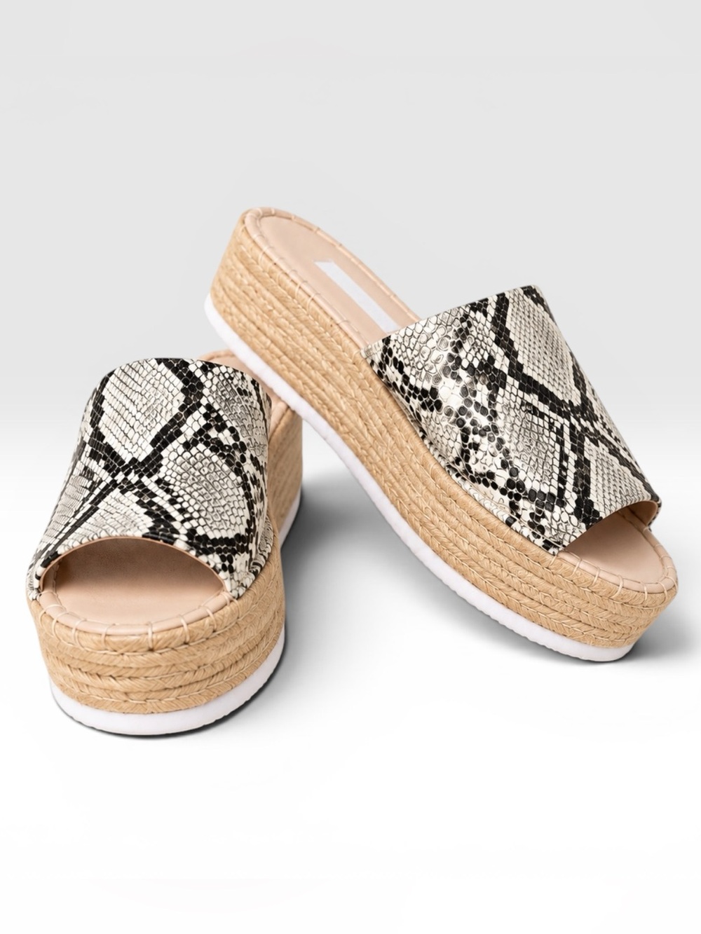Saks Fifth Avenue Skylee Snake Print Espadrille Platform Slide Sandals 8.5